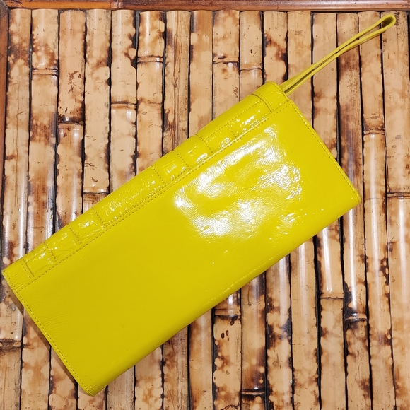 HOBO International Neon Yellow Leather Wristlet Clutch - Picture 2 of 5